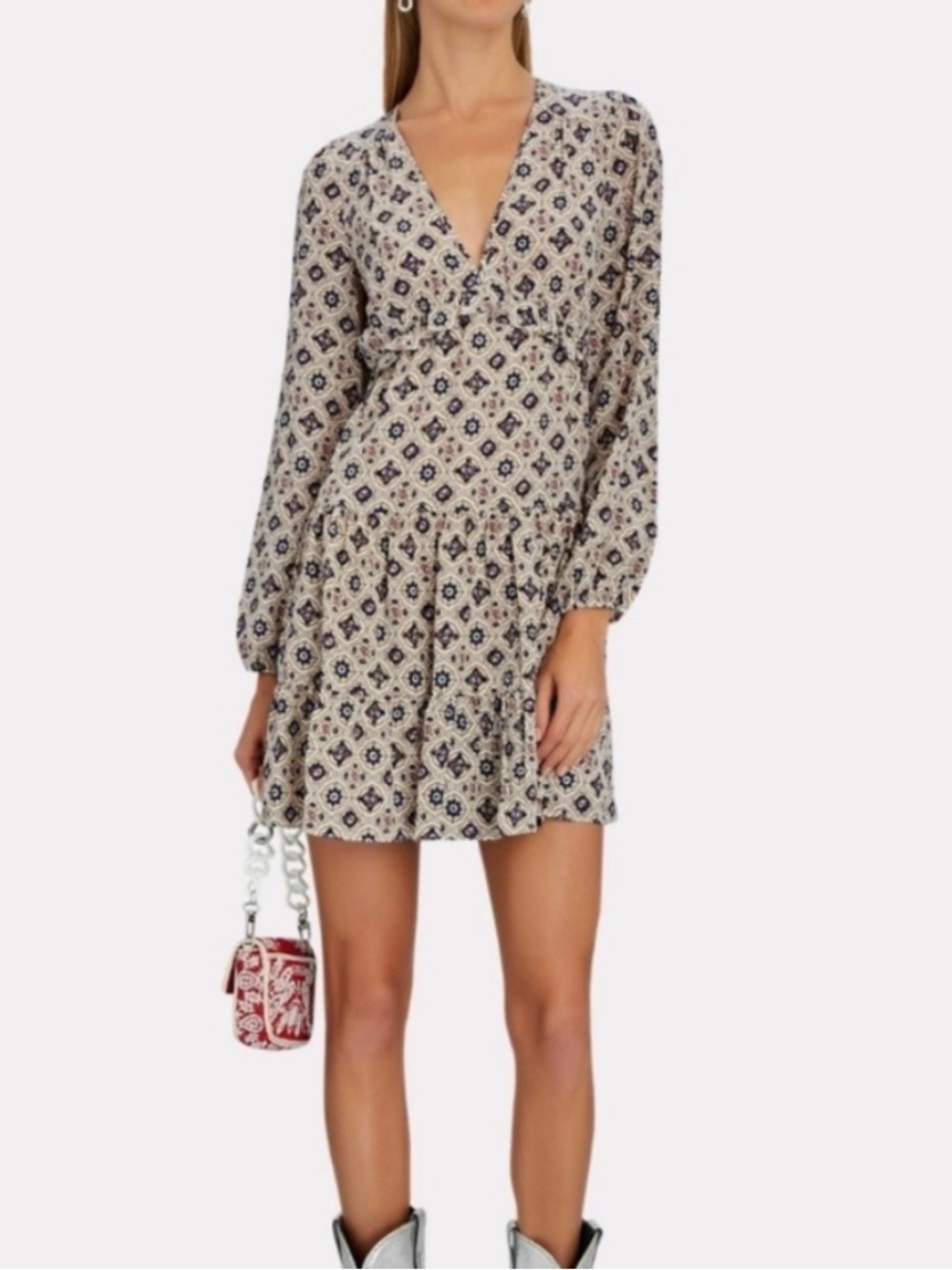Veronica Beard Delray Mini Silk Peasant Dress Lined Size 16